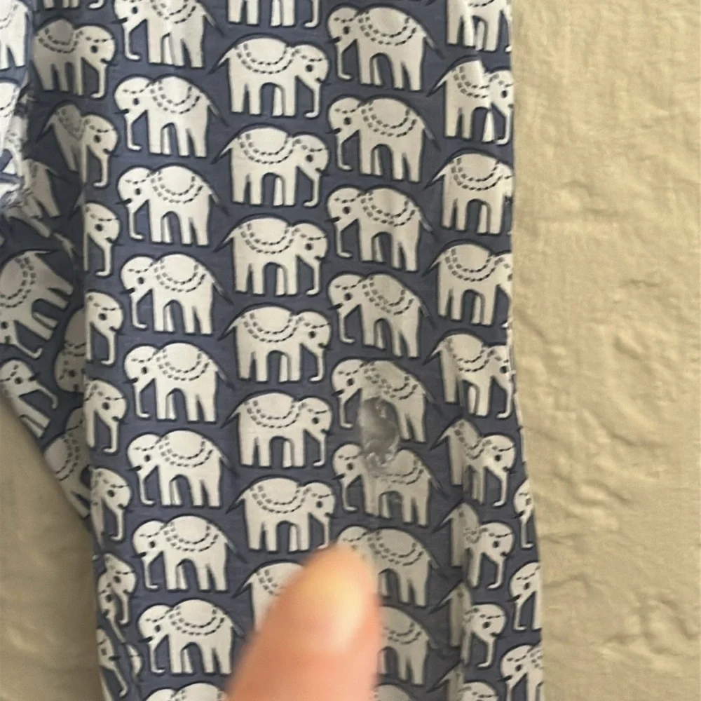 Roller Rabbit Blue White Elephant Pajama Pants 6 Kids Children’s FLAW